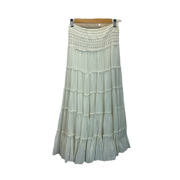 Free People Dresses & Skirts - Free‎ People Maxi Skirt Ivory Tiered Gauze Coastal Langenlook Smocked Waist XS